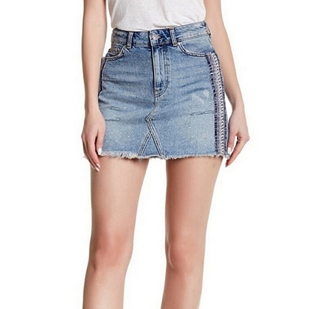 Free People Blue Denim Skirt